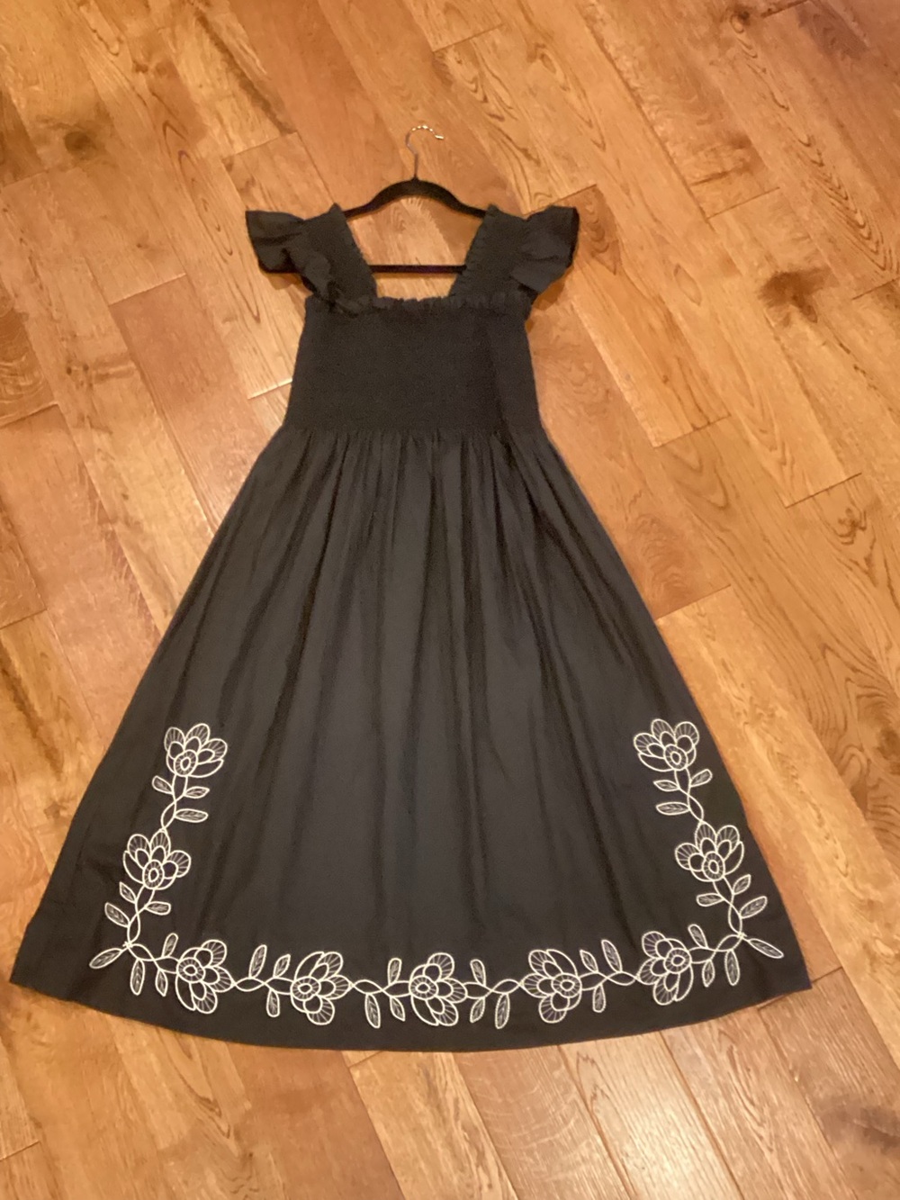 Aaron&Amber black smocked midi dress